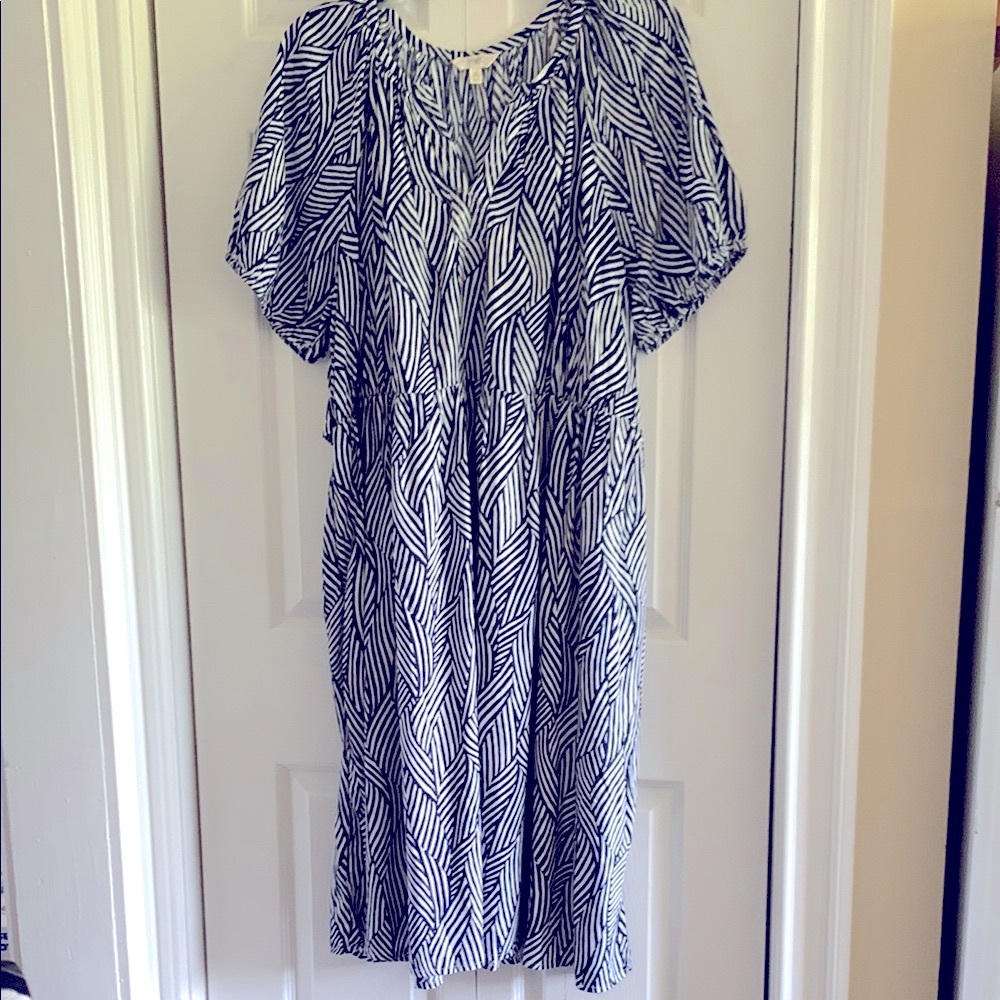 Navy and White Striped Dress